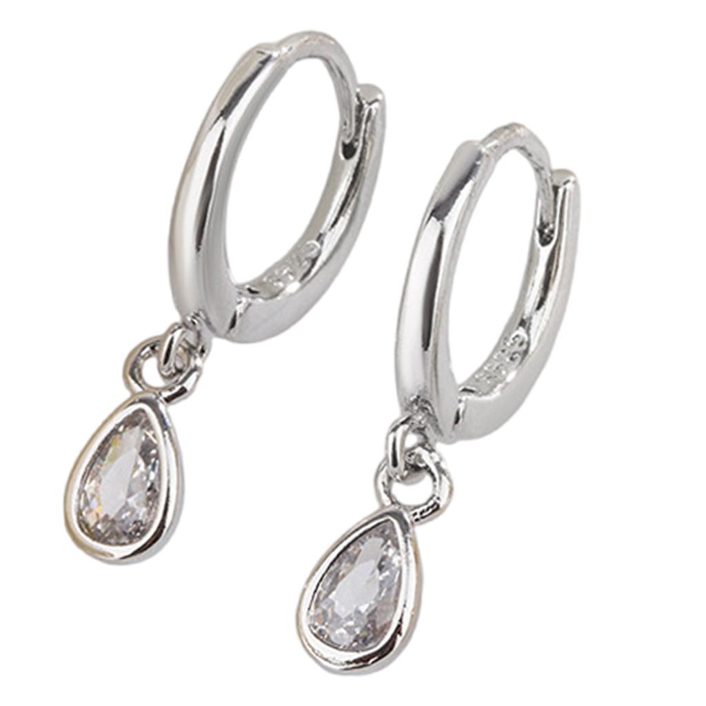 Elegant Zircon Teardrop Dangle Earrings Portable for Women Gold Silver Plated Sturdy Copper Jewelry Accessory Daily Use