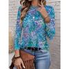 Spring and Autumn Round Neck Flower Pattern 3D Printed Top Fashionable Casual Long Sleeved Women's T-shirts