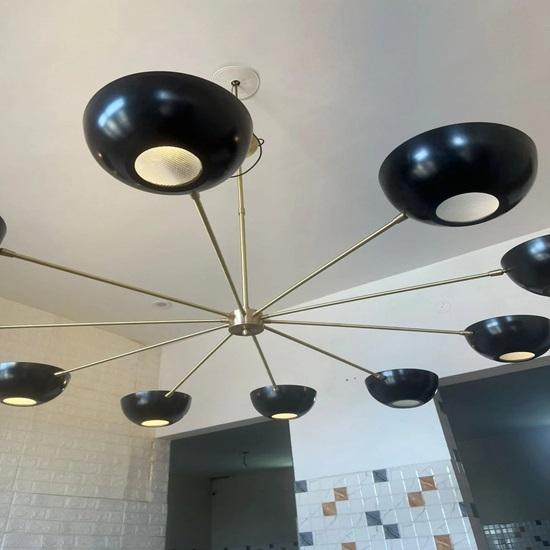 Люстра Спутник в стиле Модерн середины века, латунь, диаболо, 10 рожков