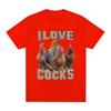 I Love Cocks Funny Roosters Meme T-shirt Chicken Enthusiast Short Sleeve T-shirt Women's Extra Large T-shirt Street Clothing
