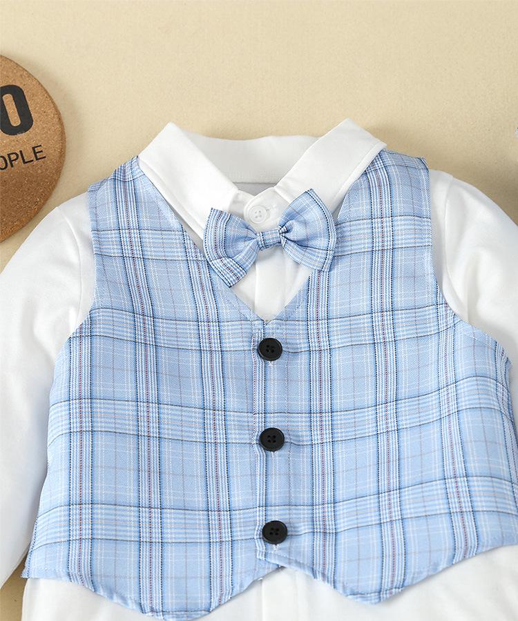 Spring/Autumn Boys' Formal Vest Set: Flower Boy Host Outfit, Children's Performance Suit, 1-Year-Old's Costume