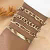 4Pcs/Set Women Bracelet Elegant Adjustable Herring Bone Link Chain Teen Girls Bangle
