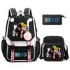 3Pcs/set Anime One Piece Laptop Backpack Inclined Shoulder Bag for Men Women Travel Leisure Bag Student Girl Boy Back To School Lightweight Bookbag
