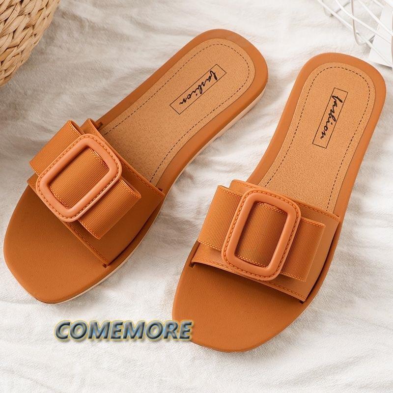 2024 Causal Women Slippers Flat Bottom Beach Shoes for Ladies Trend  Design Summer Outside Big Size Open Toe Female Slides Black