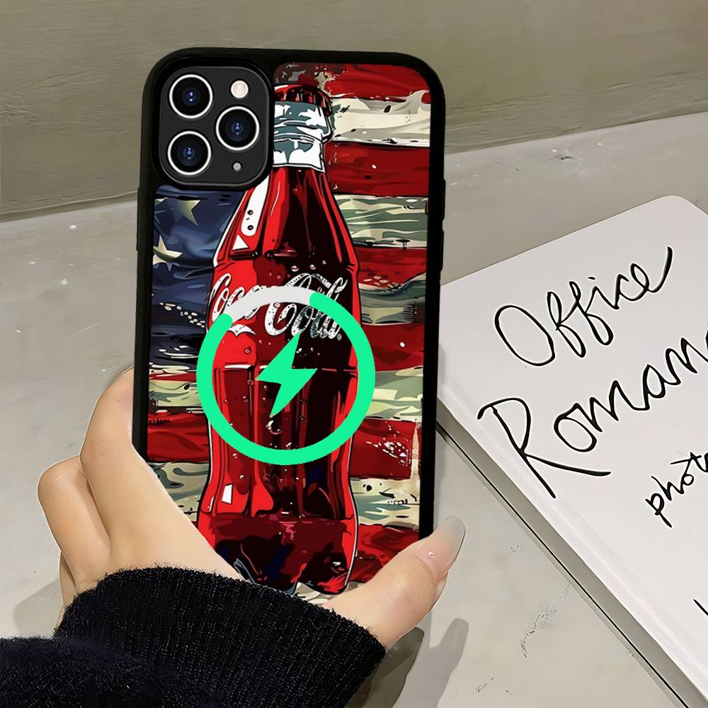 C-CocaS-Модный чехол для телефона в стиле Кола Для IPhone 17 16 15 14 13 12 11 Pro Max Mini Для Magsafe Магнитная Беспроводная Зарядка