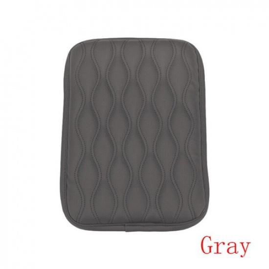Gray Car PU Leather Armrest Pad Cover Center Console Box Cushion Wear Resistant