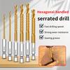 Hexagonal Handle Sawtooth Twist Drill Bit Set Multifunctional Saw Drill Combination Hand Drill Woodworking Bit Groove Sawtooth