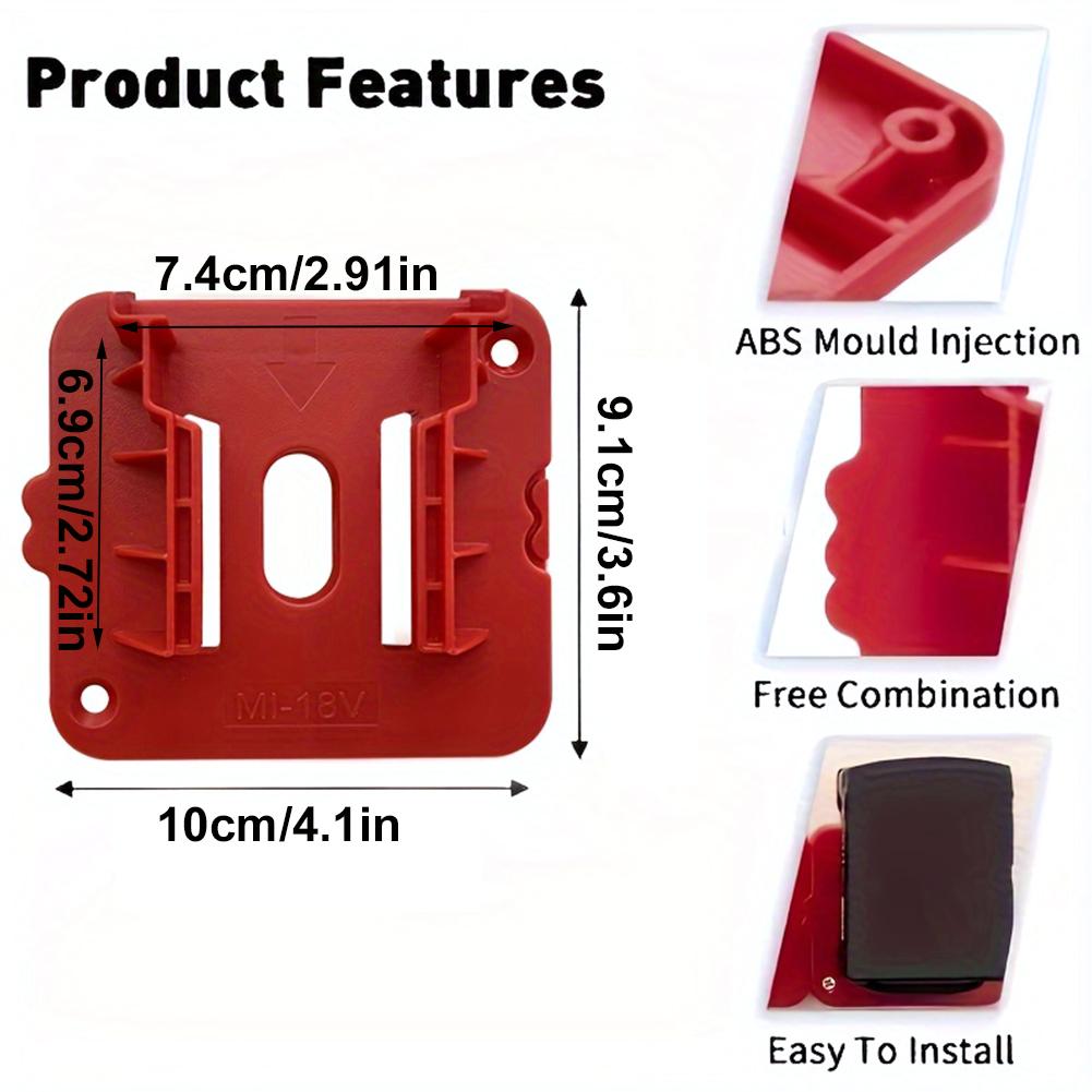 5pcs Battery Holder Battery Rack for Milwaukee M18 18V Battery Storage Battery Dock Mount for Work Vans Shelves And Toolboxes