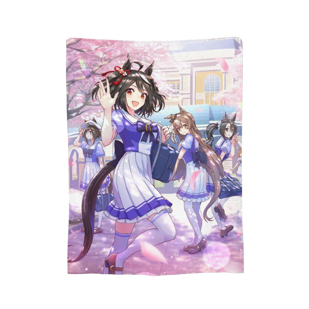 Uma Musume Pretty Derby Blankets Flannel Decoration Multi-function Super Soft Throw Blanket for Sofa Office Bedding Throws