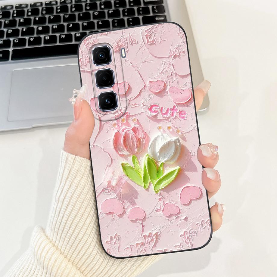 Для Infinix Hot 50 Pro+ Hot50 Pro Hot 50 Pro Plus 4G Чехол для телефона Мягкая силиконовая задняя крышка Любовь Сердце Девчачий Цветочный Рисунок Fundas