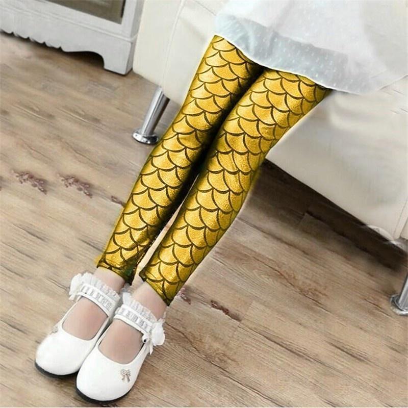 Mermaid Scale Print Summer Autumn Children Kid Baby Girls Leggings Skinny Long Pencil Pants Girl Clothes 2-11Years