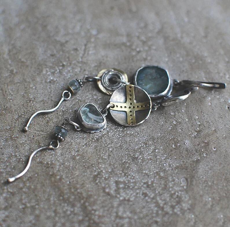 Длинные висячие серьги для женщин, индийские этнические крестообразные металлические винтажные серьги, ювелирные изделия, новинка 2023 года