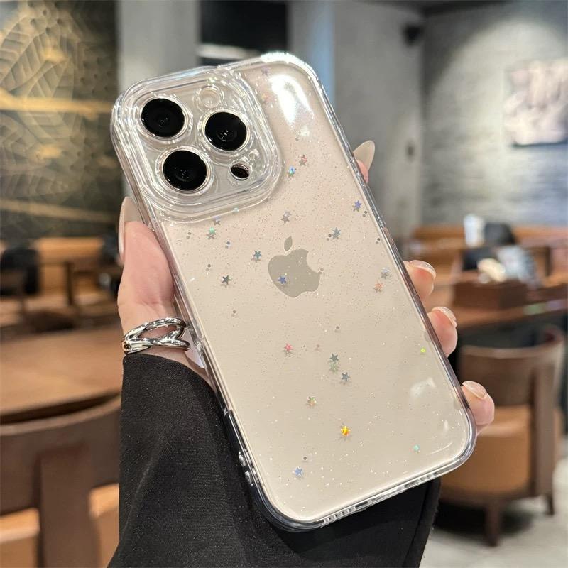 Роскошный прозрачный чехол для телефона со звездами, блестками и стразами для iPhone 17 16 15 14 13 12 11 Pro Max XR X XS 8Plus, сверкающий противоударный бампер