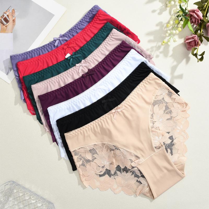 1 шт. Женское кружевное нижнее белье больших размеров с высокой талией и бантом, Модное, Дышащее, Мягкое и удобное женское нижнее белье, Различные цвета