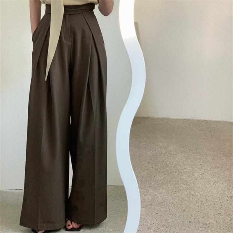 Женские брюки в стиле вестерн с драпировкой, осенние, широкие штанины, создающие уникальный повседневный образ для поездок на работу, женские брюки