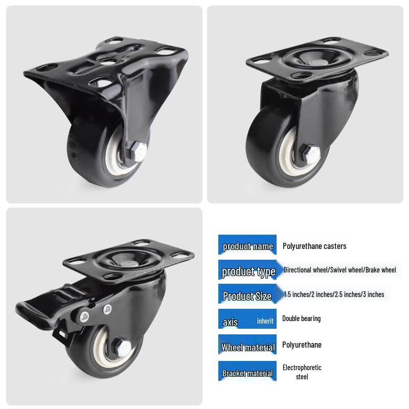 Wosangyu S17907 1.5-inch Swivel Caster Wheels for Furniture (4-Pack)