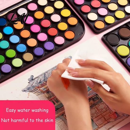 Creative Drawing Tools Portable Watercolor Paint Set High Chromaticity Solid Kit Artist Grade Cakes Dissolves in Water Paint for Professional