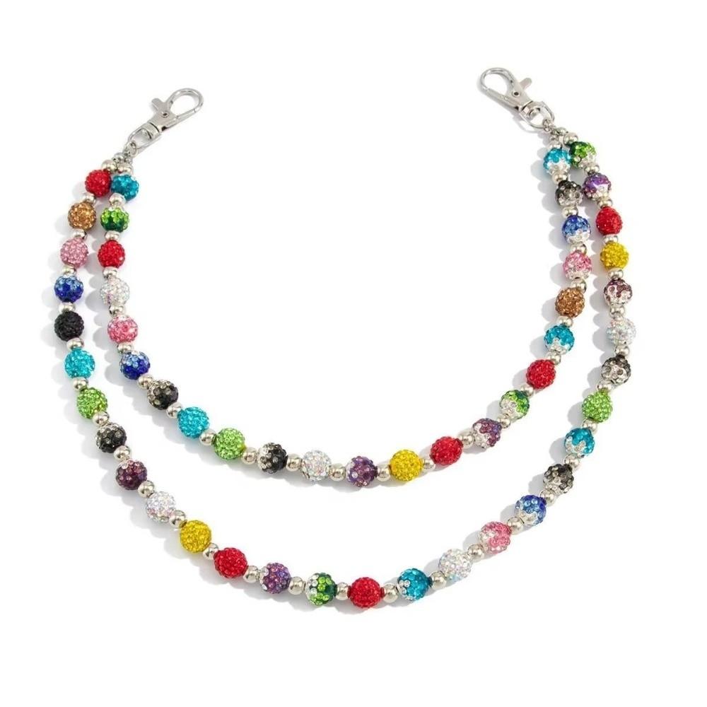 Beaded Design Waist Chain Belt Colorful Rhinestone Jeans Pants Chain For Men Gift