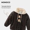 Куртка с капюшоном из ПУ-кожи на флисовой подкладке для мальчиков MOMOCO