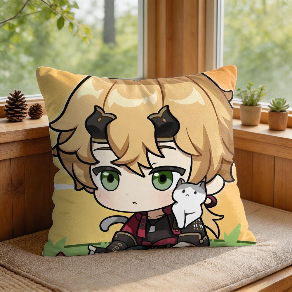 Thoma Cute Genshin Impact Cushion Cover Square Short Plush Pillow Case Living Room Sofa Home Decor Funda X