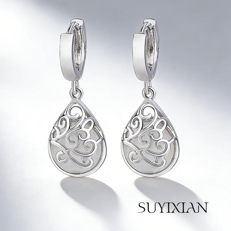 925 Sterling Silver Fashion Light Luxury White Moonlight Opal Totem Earrings Birthday Party Anniversary Gift