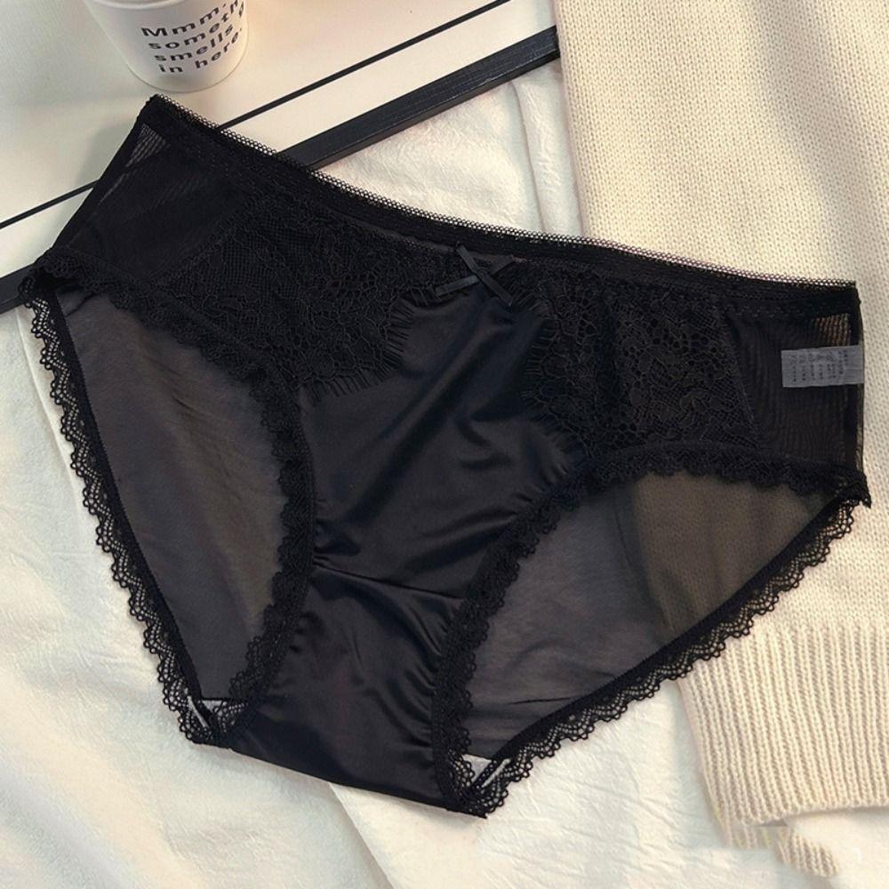 Briefs Bow Lace Panties Middle Waist Lace Briefs Temptation Sexy Panties Girl