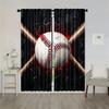 2pcs Baseball Bat Print Window Curtains - Black & Red Sports theme Window Drapes with Rod Pocket for Bedroom   Living Room   Offic