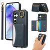 For Samsung Galaxy A54 5G PU Leather Back Case Card Holder Kickstand Phone Cover with Wrist Strap