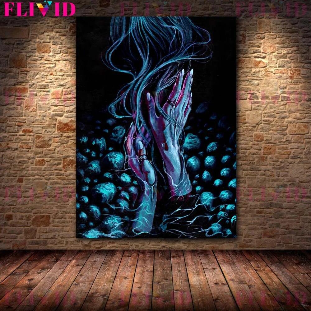 Mushrooms And Blossom Of Death Gothic HorrorArt Wall Art Canvas Painting Witch,Witchcraft Abstract Art Poster And Print Decor No Frame