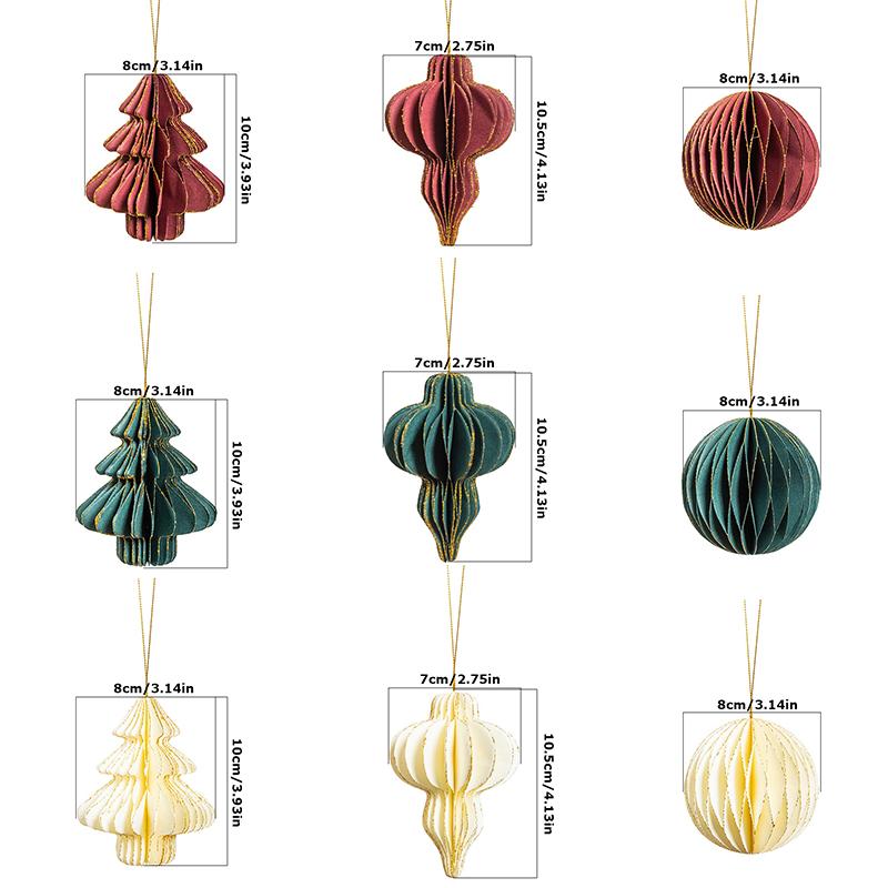 1PC Lantern Elegant Ornament Festive Paper Durable Ornament Classic Christmas Tree Romantic Honeycomb Delicate