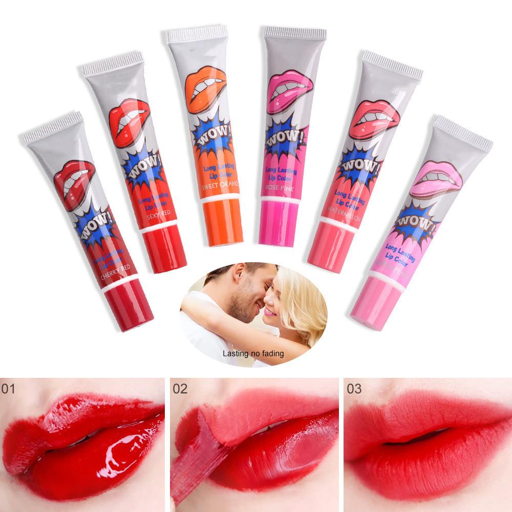 6 Colors Tear Pull Liquid Lipstick Long Lasting Lip Gloss Mask Base Waterproof Moisturizer Makeup Peel Off Lip Gloss Cosmetics