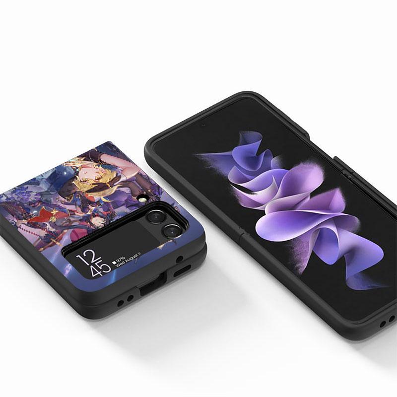 Аниме Genshin Impact чехол для телефона для Samsung Galaxy Z Flip 3 5g Zflip Z Flip 4 Zflip3 Flip4 Защитный чехол Жесткий чехол для ПК
