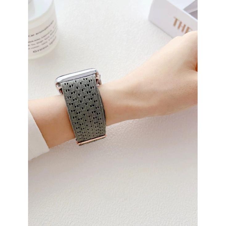 Эластичный ремешок для ApplewatchS10 - нейлоновый плетеный полый эластичный ремешок, регулируемый для iWatch 10/9/8/7/6/5/4/3/2/1/Se/Ultra/Ultra2 46 мм 49 мм 45 мм 42 мм