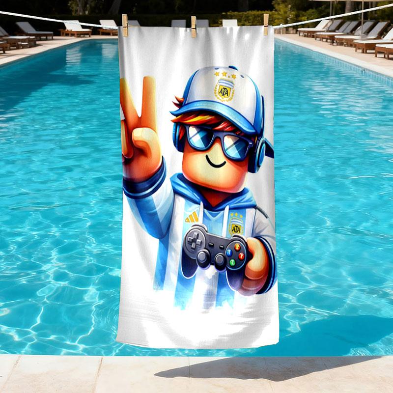 Cosmic Bot Crew Print Beach Towel Design, Soft, Lightweight. for Home Bathroom, Spa, Pool, Yoga, Surfing, Camping, Gift for Family, Friend