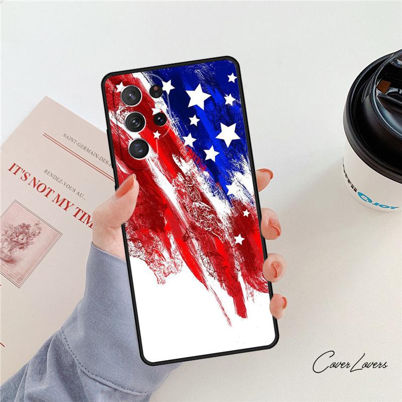 Чехол для телефона с флагом США Для Samsung Galaxy S24 S25 S23 S22 Ultra Note 10 20 Plus S20 S21 FE Чехол