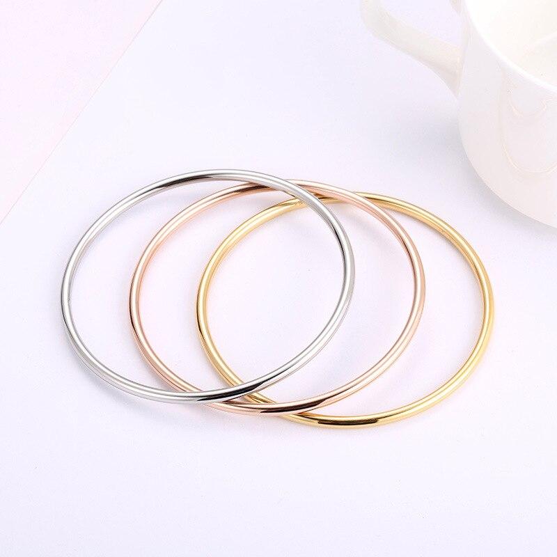 Fashionable Stainless Steel 3 Mm Simple Rose Gold Fashion Luxury Bracelets Glaze Bracelets for Women Couple Jewelry