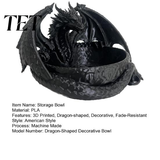 Tabletop Trinket Tray 3D Printed Dragon Jewelry Tray, Fantasy Catchall, Gothic Key Handmade Resin Alternative Holder, Medieval Desktop Storage