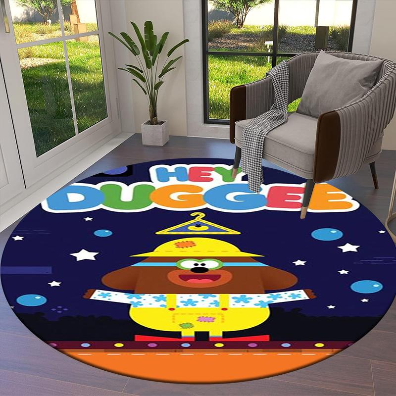 Hey Duggee Round Area Rug,Carpet Rug for Living Room Bedroom Sofa Playroom Decor,Non-slip Floor Mat