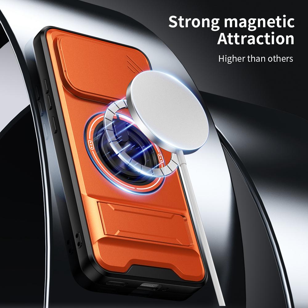 KEYSION Магнитный чехол для телефона OPPO Reno13 Pro 5G Reno13 F 5G Защита камеры со сдвижной крышкой Вертикальная подставка Кольцо Ударопрочный чехол