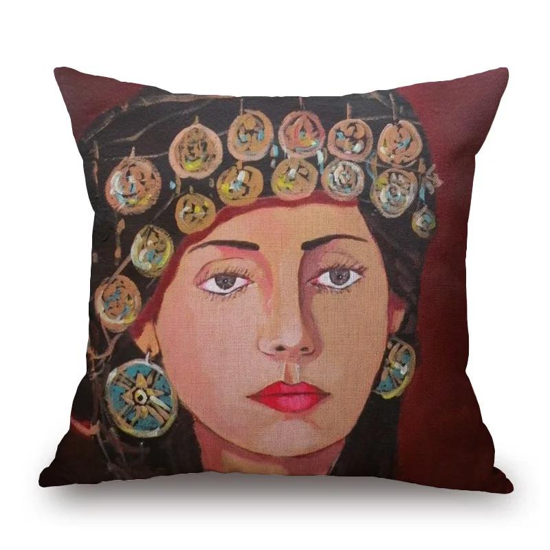 Чехлы для подушек Assyrian Beauty, декоративные подушки для дивана с изображением девушки из Золотого дворца и портретом любви, наволочка 45X45 см