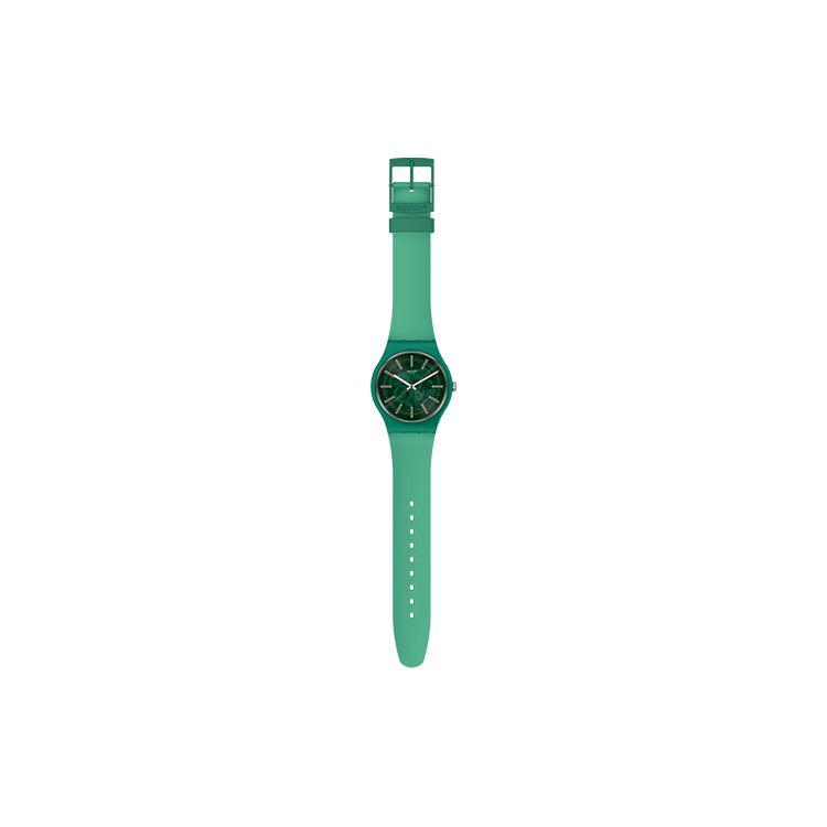 Swatch Серия ежемесячных новинок Кварцевый механизм Солнечный циферблат Трава Водонепроницаемые Унисекс Часы Зеленые SO29G100