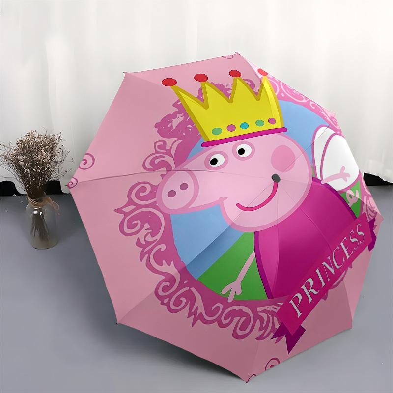 Princess, Peppa Automatic Opening and Closing, 8 rib Structure Portable Umbrella, Suitable for Men and Women in All Seasons  Perfect Gift fo