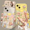 Love Bear Doll Chain Applicable To Apple 15 Mobile Case IPhone 14/13pro Flip Mirror 11 Cartoon