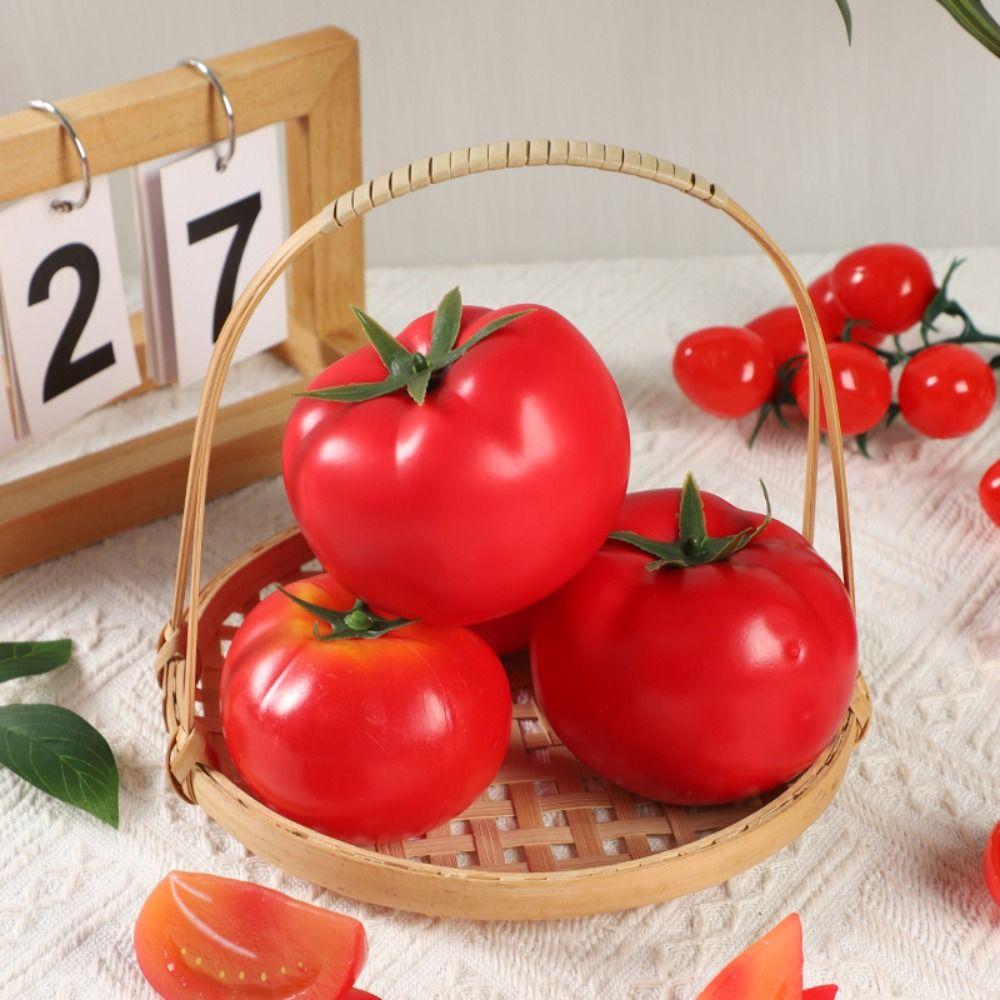 5pcs Mini Artificial Tomato Ornament Lifelike Fake Vegetables Props Fruit Shop Decoration