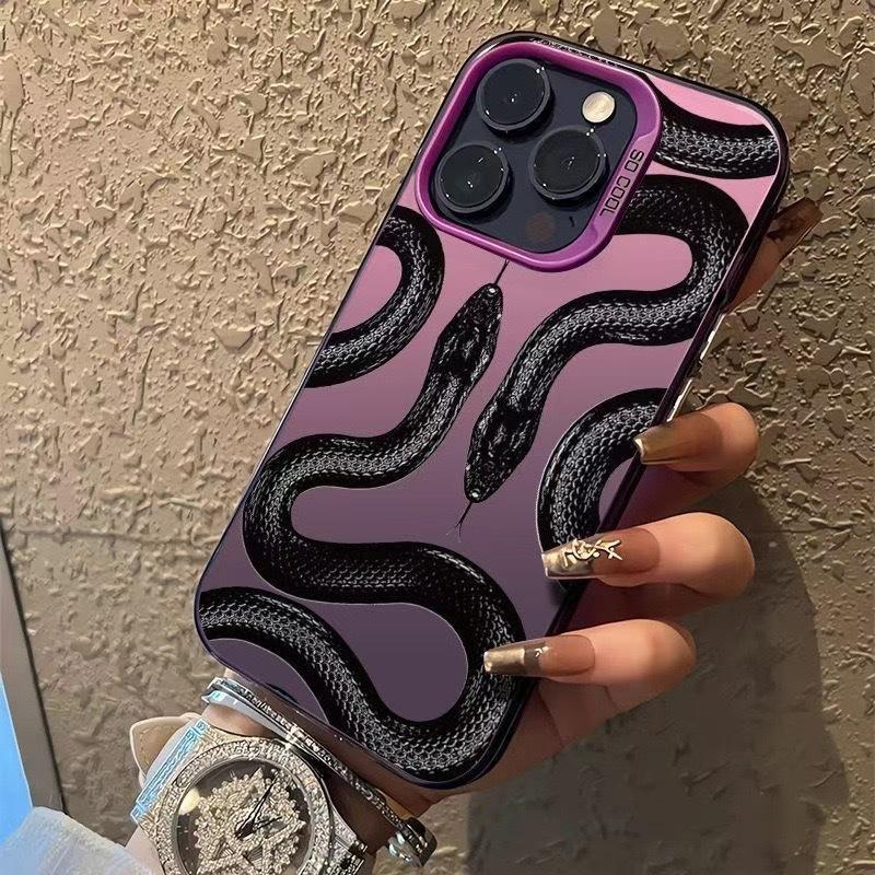 Стильный и модный черный чехол-змея для iPhone 17 Pro, лазерный чехол 16/15 мм, 14 см, противоударный для Apple 12 11Xs Max