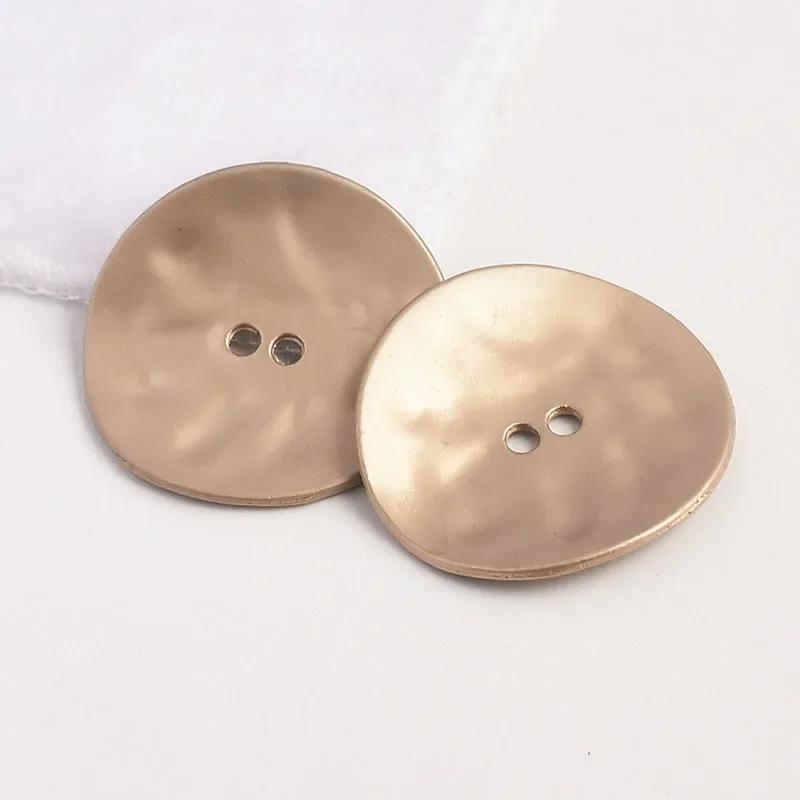 10PCS Fashion Buttons 2-hole Irregular Shape Buttons Zinc Alloy Sheet Elegant Buttons Woman Coat Accessories
