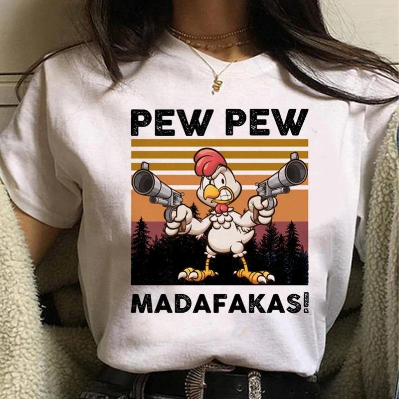 Pew Pew Madafakas T Shirt Women Kawaii Summer Tops Cartoon Tshirt Funny Black Cat Graphic Tees Unisex Harajuku Streetwear Female