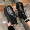 Модные женские туфли JK Uniform Shoes, черные маленькие кожаные туфли, туфли на платформе для девочек, туфли-оксфорды в японском стиле со шнуровкой в студенческом стиле