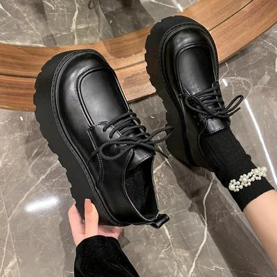 Модные женские туфли JK Uniform Shoes, черные маленькие кожаные туфли, туфли на платформе для девочек, туфли-оксфорды в японском стиле со шнуровкой в студенческом стиле