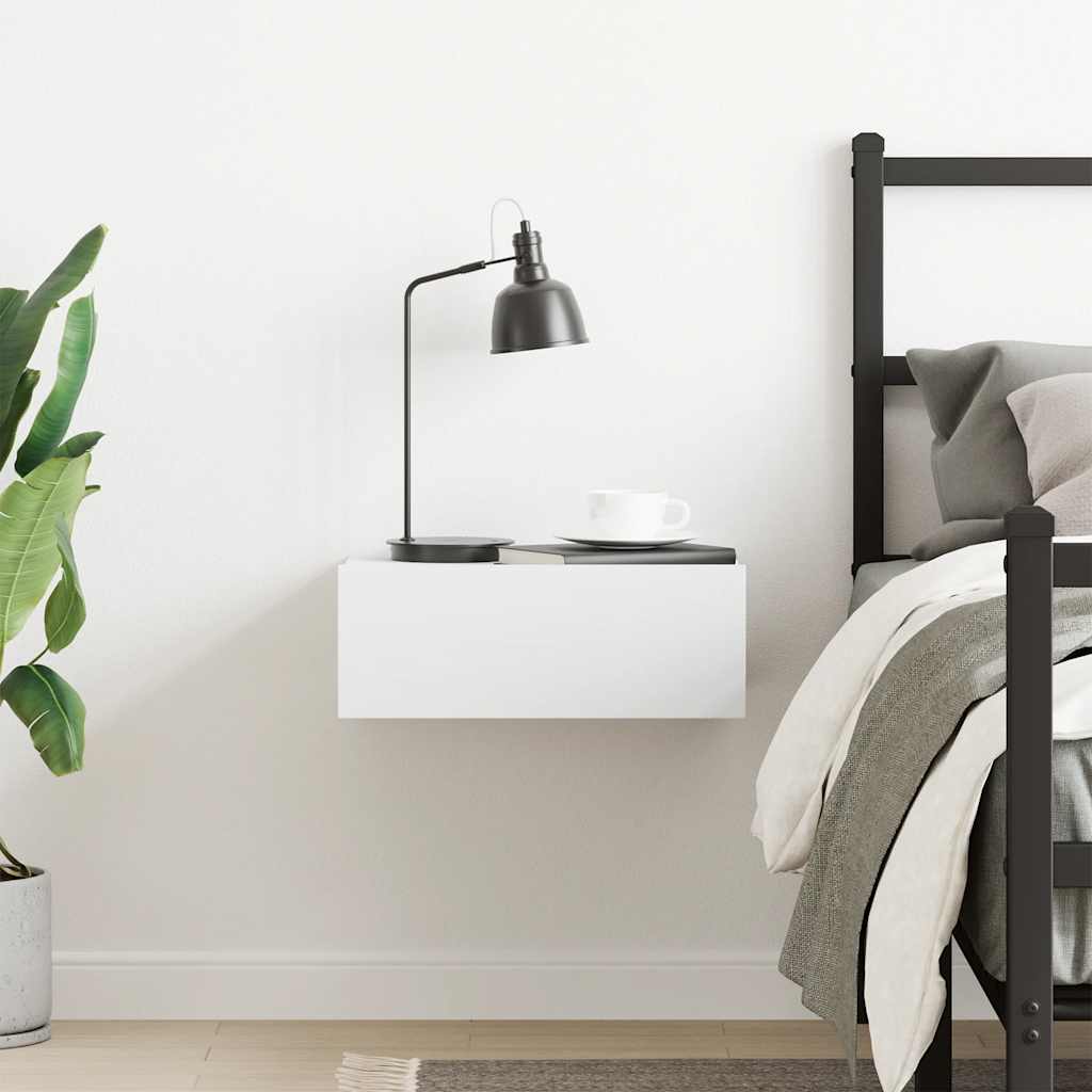 Hanging Nightstand White 40 x 30 x 15 cm Engineered Wood